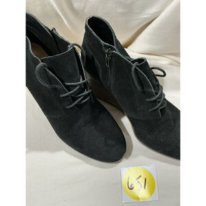 Woman’s Lucky Brand Size 9 Black Suede Shylow Lace Up Wedge Ankle Boot